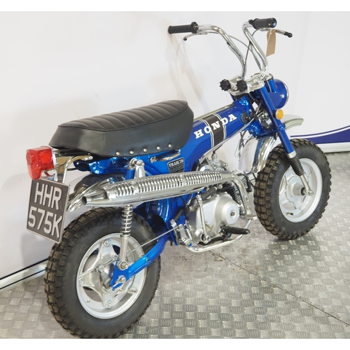 12 - Honda CT70 trails bike. 1971. 72cc
Frame No. CT70-285216
Engine No. CT70E285000
Engine turns over wi... 