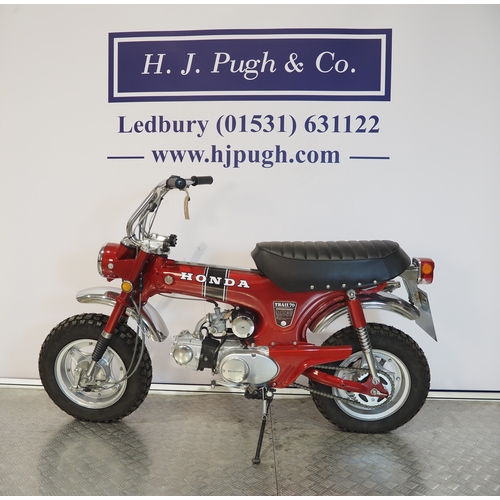 13 - Honda CT70 trails bike. 1970. 72cc
Frame No. CT70-216528
Engine No. CT70E216328
Engine turns over wi... 