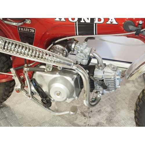 13 - Honda CT70 trails bike. 1970. 72cc
Frame No. CT70-216528
Engine No. CT70E216328
Engine turns over wi... 