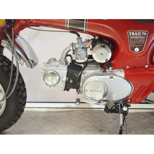 13 - Honda CT70 trails bike. 1970. 72cc
Frame No. CT70-216528
Engine No. CT70E216328
Engine turns over wi... 