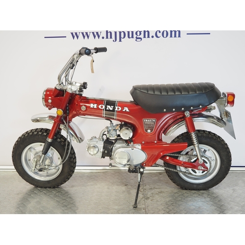 13 - Honda CT70 trails bike. 1970. 72cc
Frame No. CT70-216528
Engine No. CT70E216328
Engine turns over wi... 