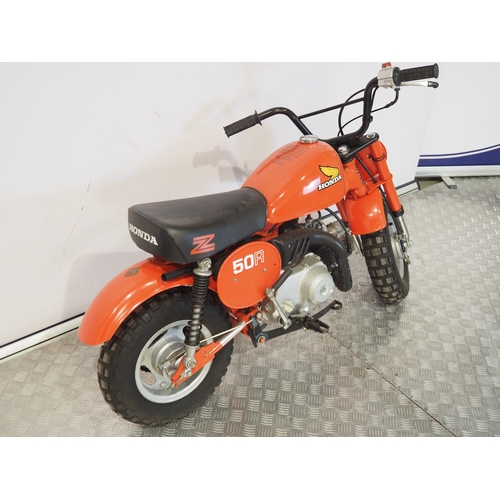 15 - Honda Z50R 'Tahitian Red' monkey bike. 1981. 50cc
Frame No. AB0204BS209283
Engine No. AB02E-5209321
... 