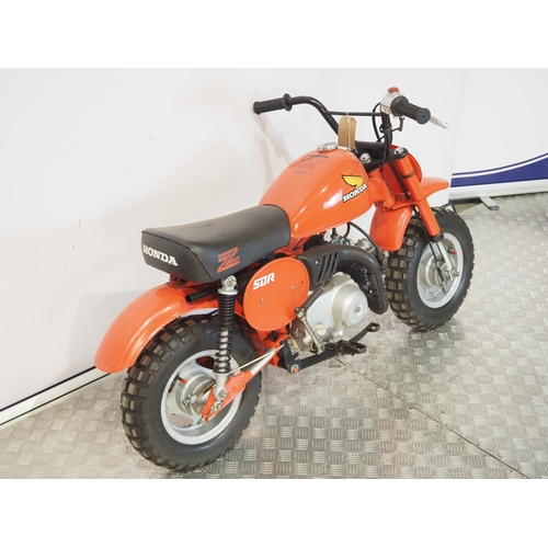 14 - Honda Z50R 'Tahitian Red' monkey bike. 1980. 50cc
Frame No. AB02-5111040
Engine No. AB02E-5111093
Ha... 