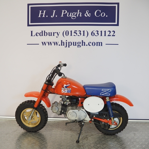 19 - Honda Z50R monkey bike. 1986. 50cc
Frame No. AB0204GS709306
Engine No. AB02E-5709235
Has not been ru... 