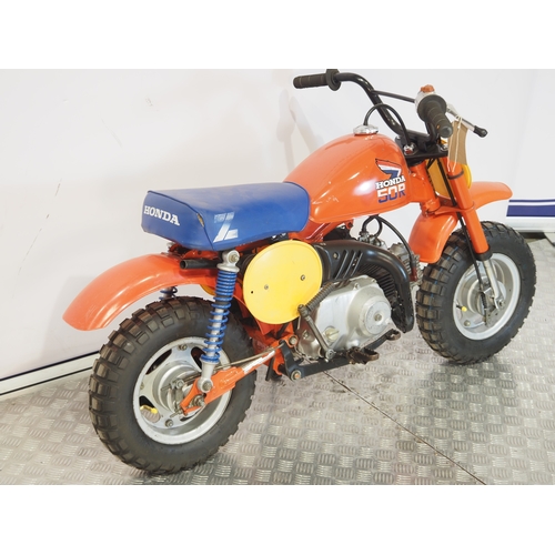 18 - Honda Z50R 'Blaze Red' monkey bike. 1985. 50cc
Frame No. AB0208FS604198
Engine No. AB02E-5604185
Has... 