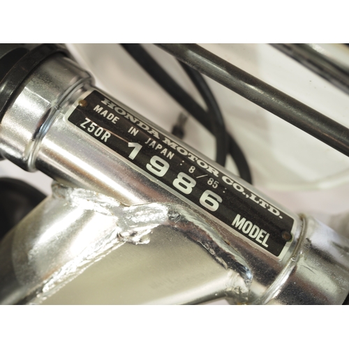 20 - Honda Z50RD 'Christmas special' monkey bike. 1986. 50cc
Frame No. JH2AB020CGS703412
Engine No. AB02E... 