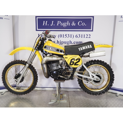 51 - Yamaha YZ400 motocross bike. 1978. 400cc
Frame No. 2K8-005892
Engine No. 2K8-005892
Runs and rides. ... 