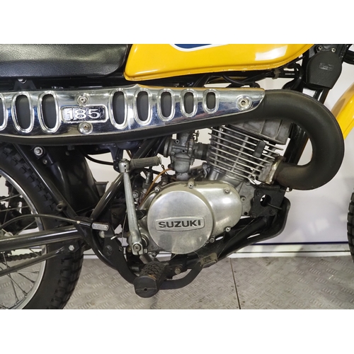53 - Suzuki TS-185K Sierra trail bike. 1973. 185cc.
Frame No. TS185 77064
Engine No. TS185 77049
Runs and... 
