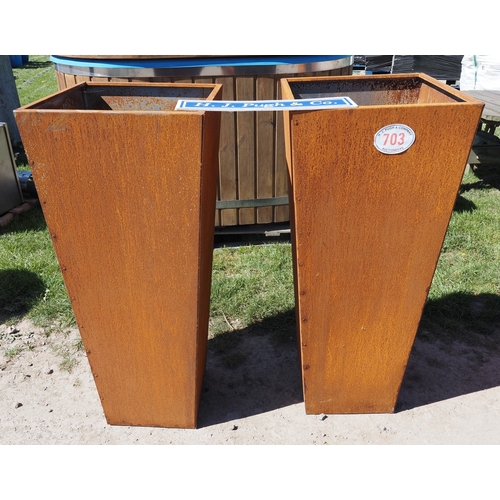 703 - Pair of metal planters 5ft