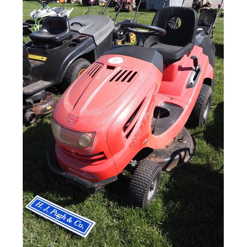 22 - Alko Power Line ride on mower. Runs. Key in office