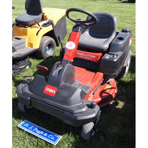 26 - Toro Zero Turn Time Cutter SW3200 ride on mower. Runs and drives. Key in office