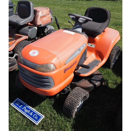 28 - Husqvarna LT151 ride on mower. Key in office