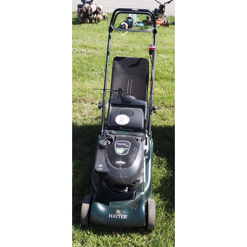 31 - Hayter Harrier 41 mower. Runs and drives