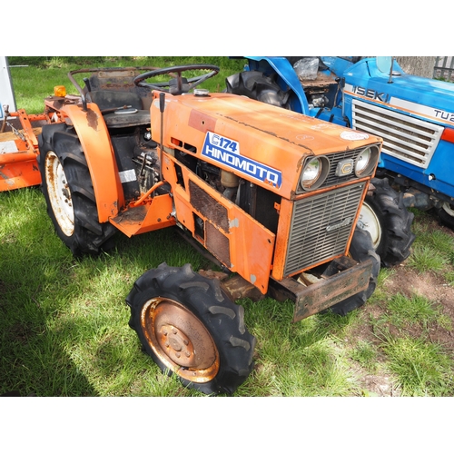 2002 - Hinomoto C174 compact tractor with Hinomoto tiller. Key in office