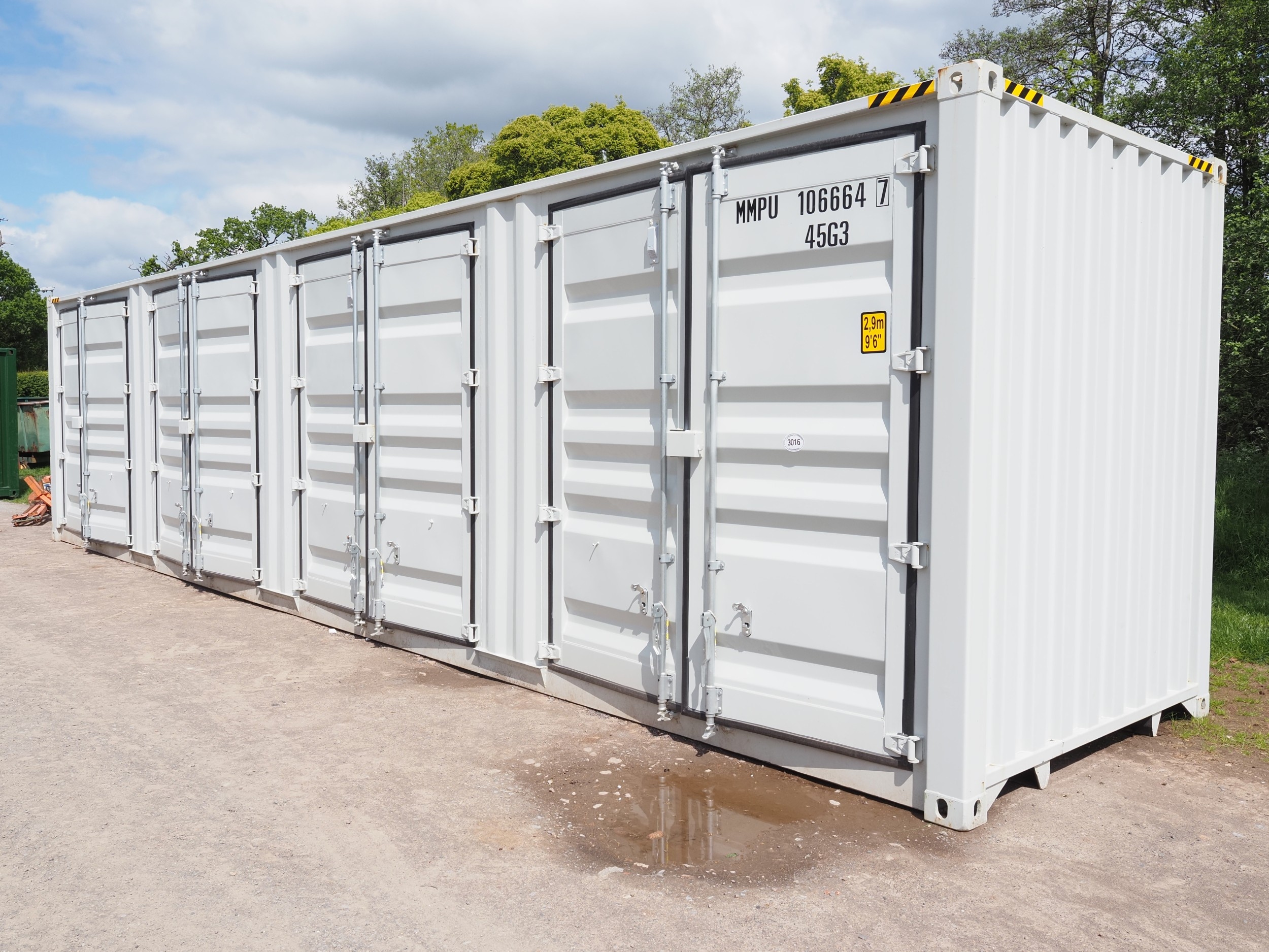 40ft x 8ft storage container with 4 pairs of doors
