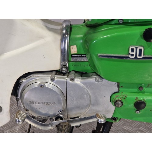 850 - Honda C90 moped. 1978. 90cc
Frame No. C90-5123556
Engine No. C90E-5123463
Runs and rides but has bee... 
