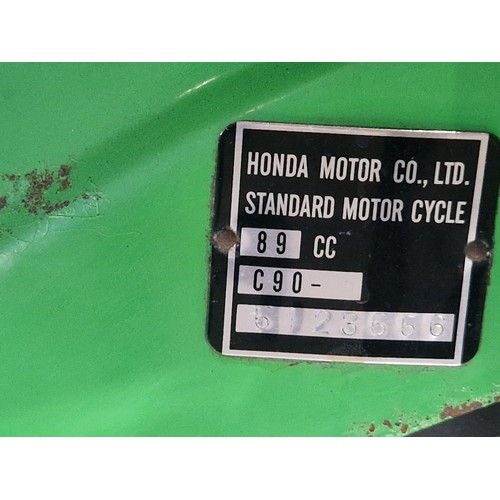 850 - Honda C90 moped. 1978. 90cc
Frame No. C90-5123556
Engine No. C90E-5123463
Runs and rides but has bee... 