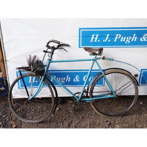 1033 - Vintage gents chimney sweep bicycle and wooden trailer