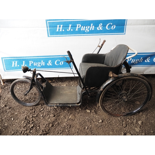 1051 - Hand propelled invalid tricycle with bucket seat. Circa 1930s