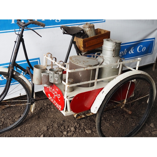 1052 - New Hudson ladies milk tricycle with milk churn and other milk accessories. Circa. 1916