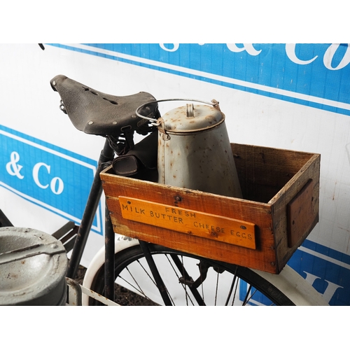 1052 - New Hudson ladies milk tricycle with milk churn and other milk accessories. Circa. 1916