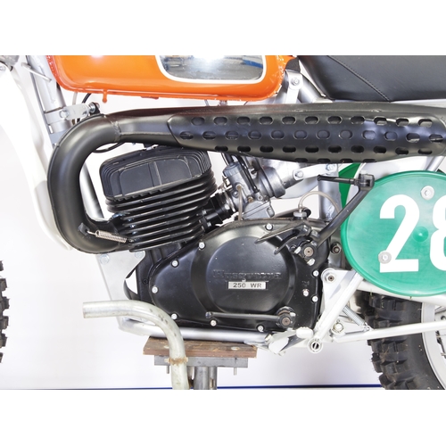 806 - Husqvarna 250 WR motocross bike. 1974. 250cc
Frame No. MK12412
Engine No. 2037 0724
Engine turns ove... 