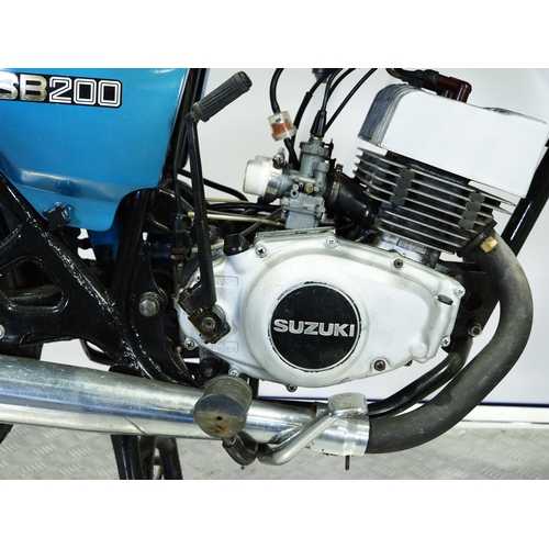 821 - Suzuki SB200 motorcycle. 1981. 200cc
Frame No. SB200-103882
Engine No. SB200-103857
Engine turns ove... 