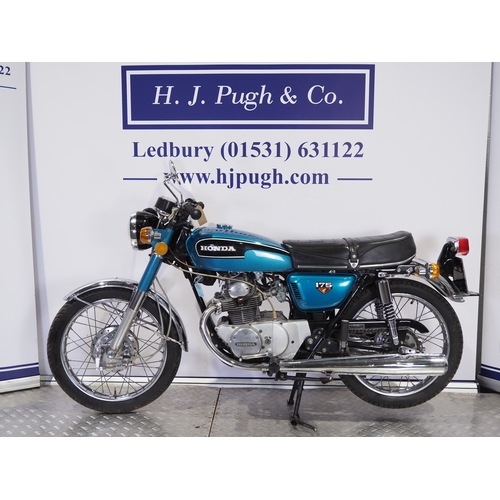 813 - Honda CB175 motorcycle. 1973. 174cc
Frame No. CB175-7037538
Engine No. CB175E-703810
Engine turns ov... 
