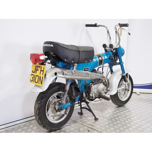 814 - Honda ST70 motorcycle. 1975. 72cc
Frame No. ST70-148344
Engine No. ST70E-141707
Engine turns over wi... 
