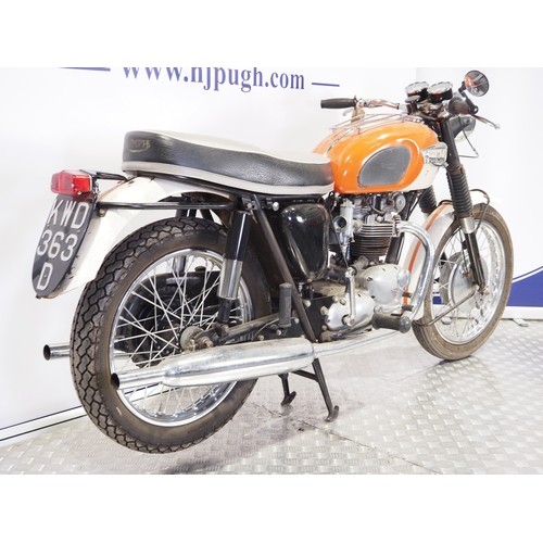 817 - Triumph T120 motorcycle. 1966. 650cc
Frame No. T120DU 28205
Engine No. T120DU 28205
Property of a de... 