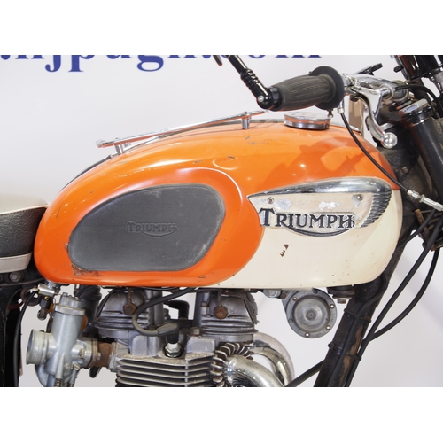817 - Triumph T120 motorcycle. 1966. 650cc
Frame No. T120DU 28205
Engine No. T120DU 28205
Property of a de... 