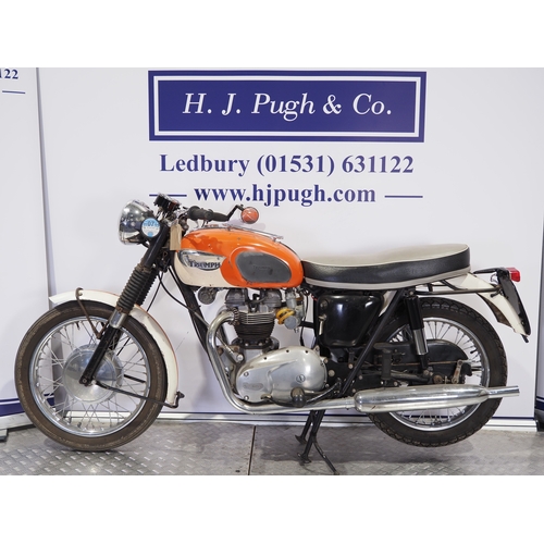 817 - Triumph T120 motorcycle. 1966. 650cc
Frame No. T120DU 28205
Engine No. T120DU 28205
Property of a de... 