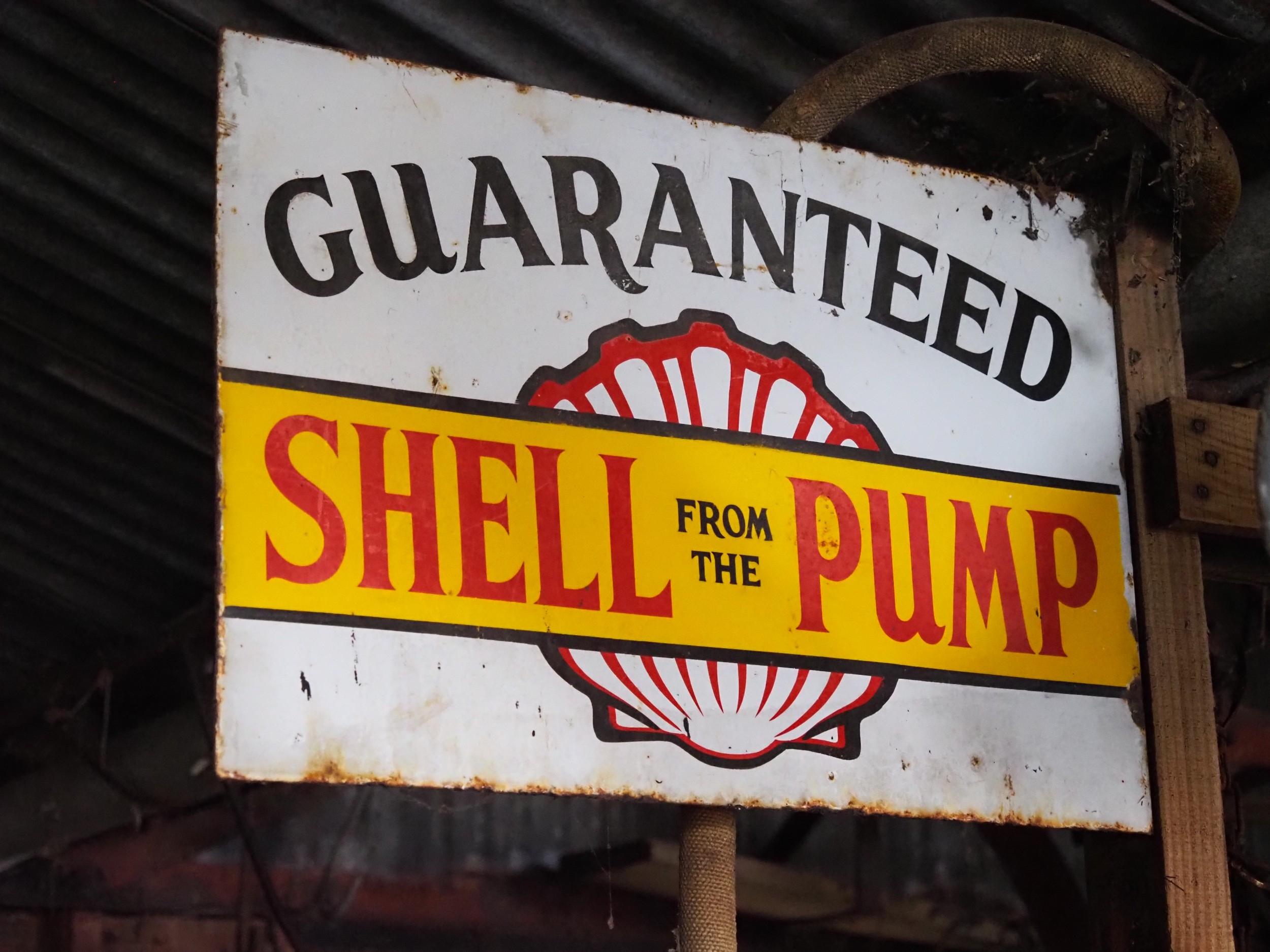 Double sided enamel sign - Shell 16"x24"