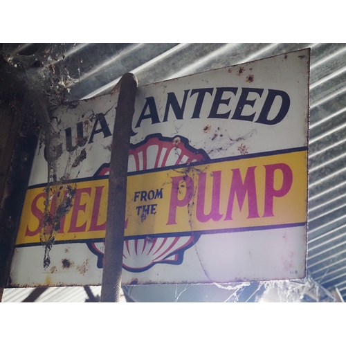 Double sided enamel sign - Shell 16
