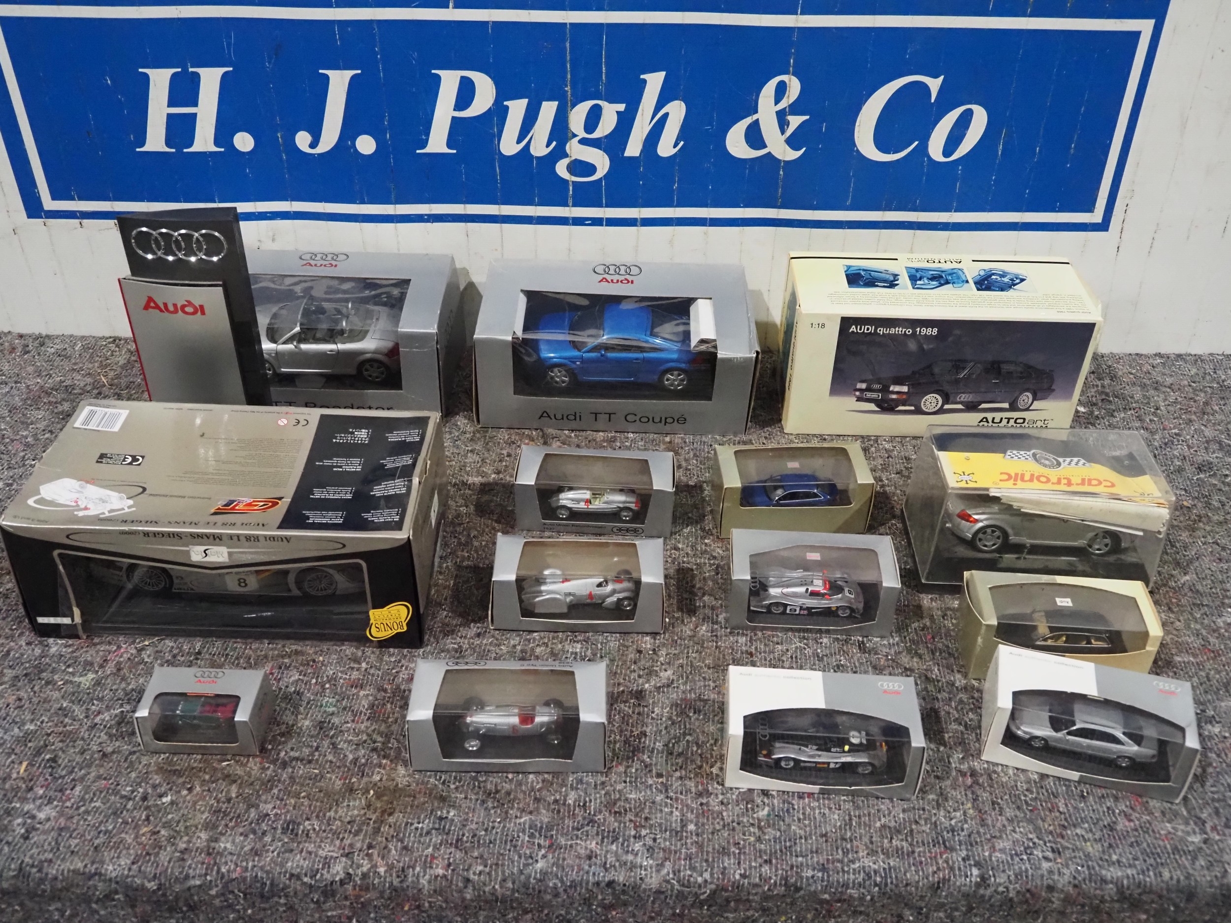 Assorted Audi scale model cars to include 1988 Quattro and TT