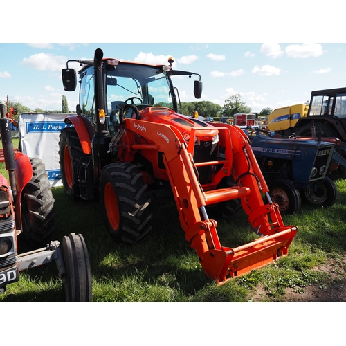 Kubota M6-111 tractor with Kubota LA1955 front end loader. Showing 2360 hours. Runs and drives. Pick up hitch. Dual assister rams. Reg. YG72 JZV. Key in office