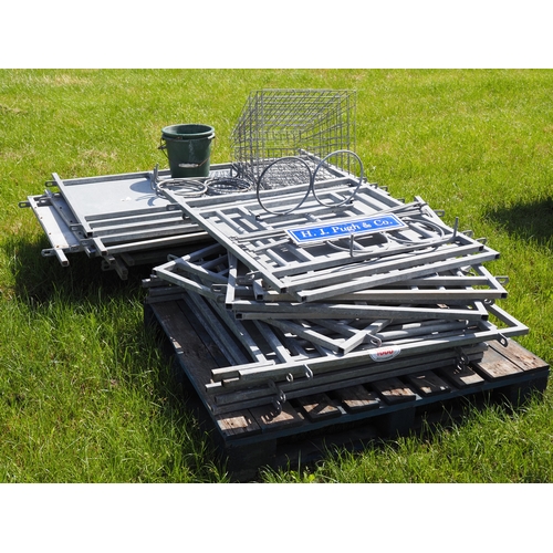 Galvanised calf rearing pens and galvanised hay baskets - 2 and bucket ...