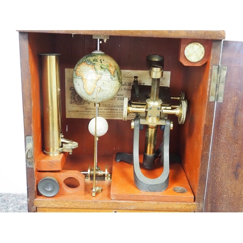 Rare scientific orrery compendium in wooden case including microscope ...
