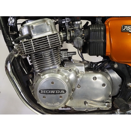 825 - Honda 750 Four motorcycle. 1973. 736cc
Frame No. CB750 2218192
Engine No. CB750E-2224714 (V5 states ... 