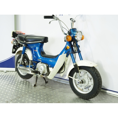 830 - Honda Chaly CL70 moped. 1975. 72cc
Frame No. CF70-2009317
Engine No. CF70E-209252
Runs and rides, la... 