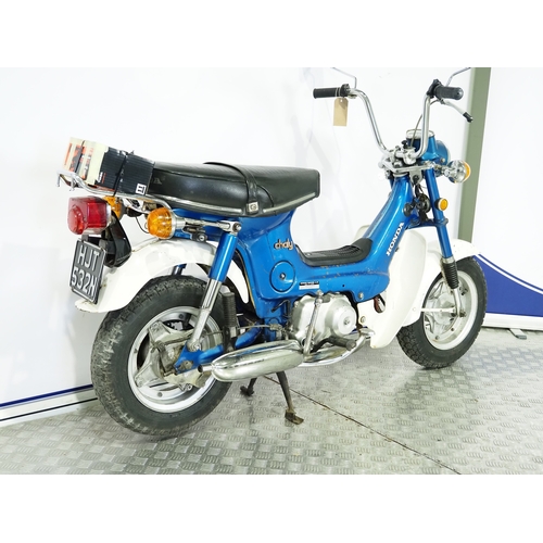 830 - Honda Chaly CL70 moped. 1975. 72cc
Frame No. CF70-2009317
Engine No. CF70E-209252
Runs and rides, la... 