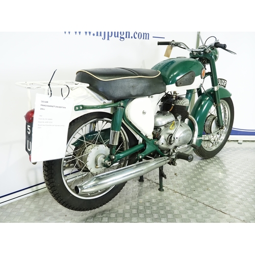 832 - Francis Barnett Cruiser twin motorcycle. 1962. 249cc
Frame No. DH18068W
Engine No. A29D-12218
Runs a... 