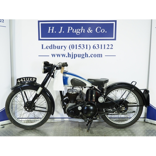 833 - BSA C10 motorcycle. 1947. 250cc
Frame No. XC10T6383
Engine No. BC10392
Runs and rides. Part of a pri... 