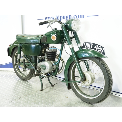 834 - Francis Barnett Falcon 81 motorcycle. 1958. 197cc
Frame No. ZN84832
Engine No. 66281147
Runs and rid... 