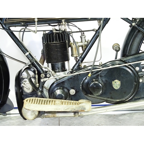 837 - AJS Model B motorcycle. 1921. 350cc
Frame No. Not visible (V5 states 16173)
Engine No. 16173
Runs an... 
