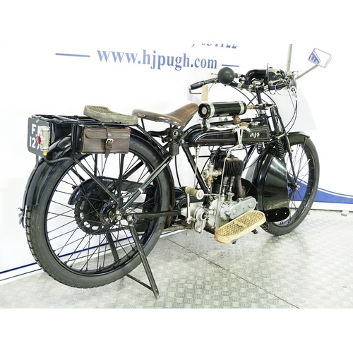 837 - AJS Model B motorcycle. 1921. 350cc
Frame No. Not visible (V5 states 16173)
Engine No. 16173
Runs an... 