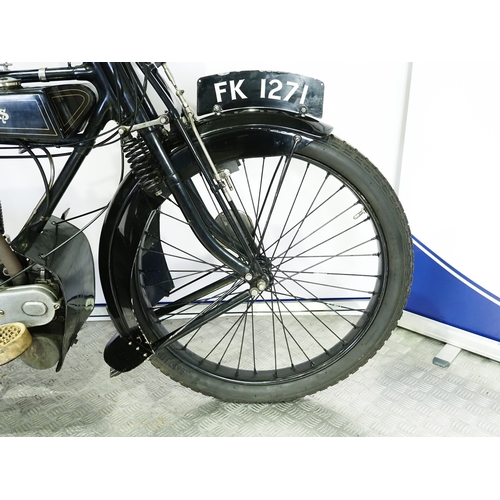 837 - AJS Model B motorcycle. 1921. 350cc
Frame No. Not visible (V5 states 16173)
Engine No. 16173
Runs an... 