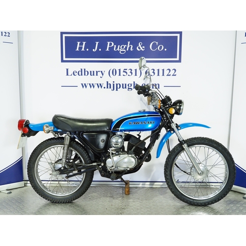 839 - Kawasaki KE100 motorcycle. 1974. 100cc
Frame No. G5-056032
Engine No. 5E55526
Runs and rides. Recent... 