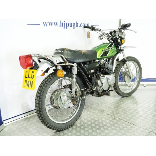 840 - Kawasaki F7 enduro motorcycle. 1975. 175cc
Frame No. F7-106187
Engine No. F7E-100569
Runs and rides.... 