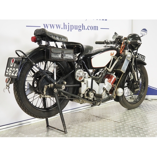 848 - Scott Flying Squirrel motorcycle. 1929. 498cc
Frame No. 3152
Engine No. FZ1620A
Engine turns over wi... 